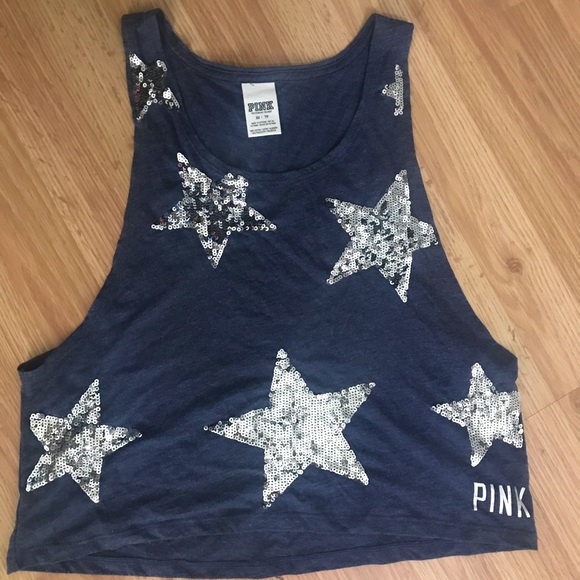 PINK Victoria's Secret Tops - PINK VS Loose Fitted Sequin Star Crop-Top